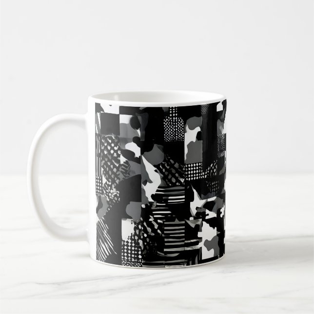"Fractura" - Schwarz-Weiß-Tarnmuster  Kaffeetasse (Links)