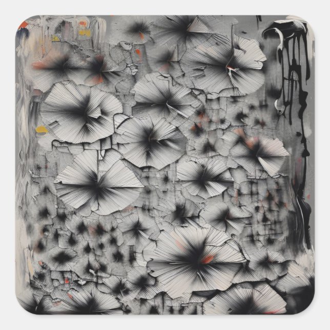 Fractured Florals Quadratischer Aufkleber (Vorderseite)