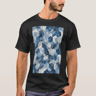 Fractured Mosaic: Blaues geometrisches Gürtel T-Shirt