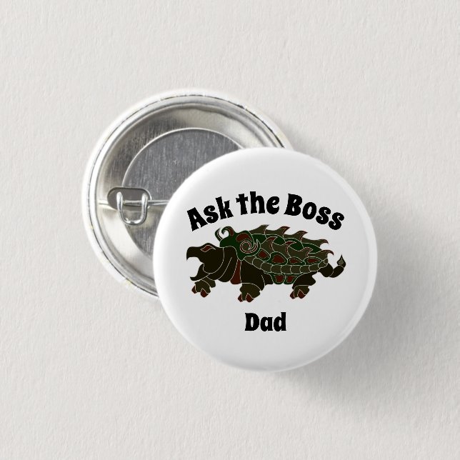 Frag der Boss Vater Alligator Snapping Turtle Button (Vorne & Hinten)