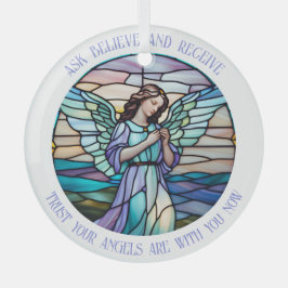 Frag, glaube, erhalte Angel | Lilac, Aqua gesteini Ornament Aus Glas