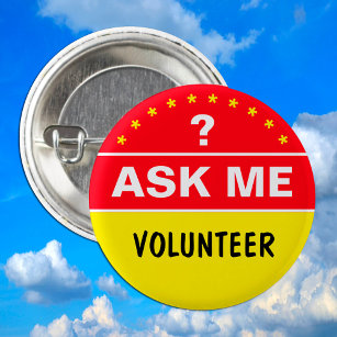 Frag Me About & VOLUNTEER - personalisierter Text Button