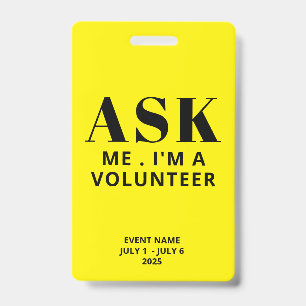 Frag Me Yellow Volunteer Ausweis