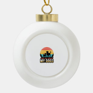 Frag mich nach meinem Hunde Vintage Hundeliebhaber Keramik Kugel-Ornament