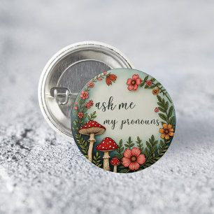 Frag Mich Nach Meinen Pronomen Cottagecore Pronome Button