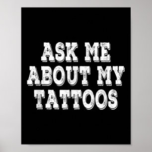 Frag mich nach meinen Tattoos Retro Vintage Poster
