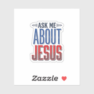 Frag mich über Jesus Vintage-Christen-Shirt-Design Aufkleber