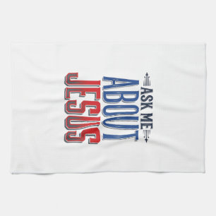 Frag mich über Jesus Vintage-Christen-Shirt-Design Geschirrtuch