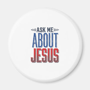 Frag mich über Jesus Vintage-Christen-Shirt-Design Magnet