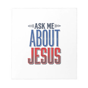 Frag mich über Jesus Vintage-Christen-Shirt-Design Notizblock