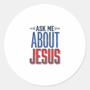 Frag mich über Jesus Vintage-Christen-Shirt-Design Runder Aufkleber