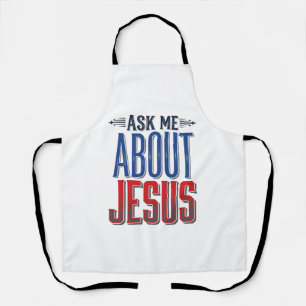 Frag mich über Jesus Vintage-Christen-Shirt-Design Schürze