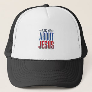 Frag mich über Jesus Vintage-Christen-Shirt-Design Truckerkappe