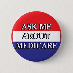 Frag mich über Medicare Rot Weiß Blau Button