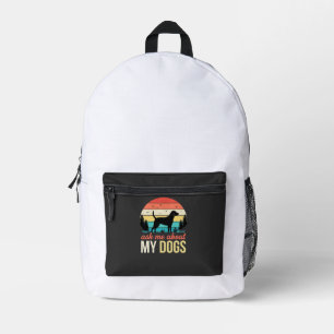 Frag mich über meine Hunde Retro-Sonnenuntergang_1 Bedruckter Rucksack