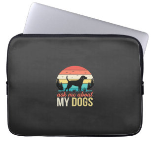 Frag mich über meine Hunde Retro-Sonnenuntergang_1 Laptopschutzhülle