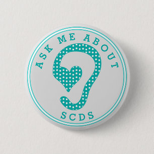 Frag mich über SCDS (Grau und Aquamarine) Button