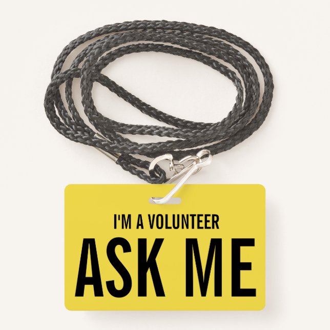 Frag mir Gelb, ich bin Freiwilliger Ausweis (Vorderseite mit Schlüsselband)