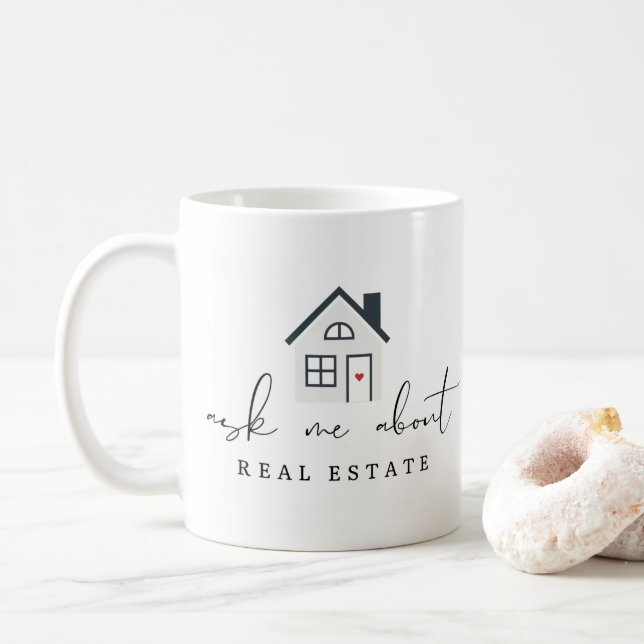 Frag mir über echtes Anwesen House Marketing Kaffeetasse (Mit Donut)