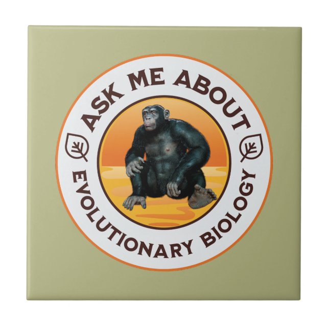 Frag mir über Evolutionsbiologie Chimpanzee Ape Fliese (Vorderseite)