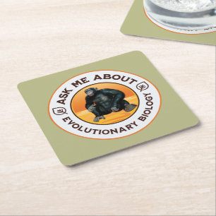 Frag mir über Evolutionsbiologie Chimpanzee Ape Rechteckiger Pappuntersetzer