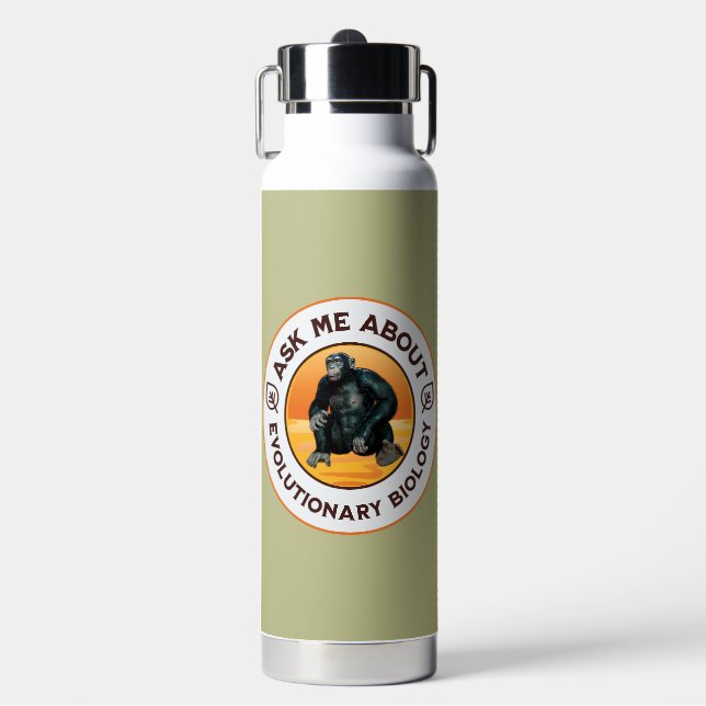 Frag mir über Evolutionsbiologie Chimpanzee Ape Trinkflasche (Vorderseite)