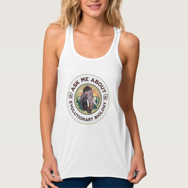 Frag mir über Evolutionsbiologie Wooly Mammoth Tank Top (Vorderseite)