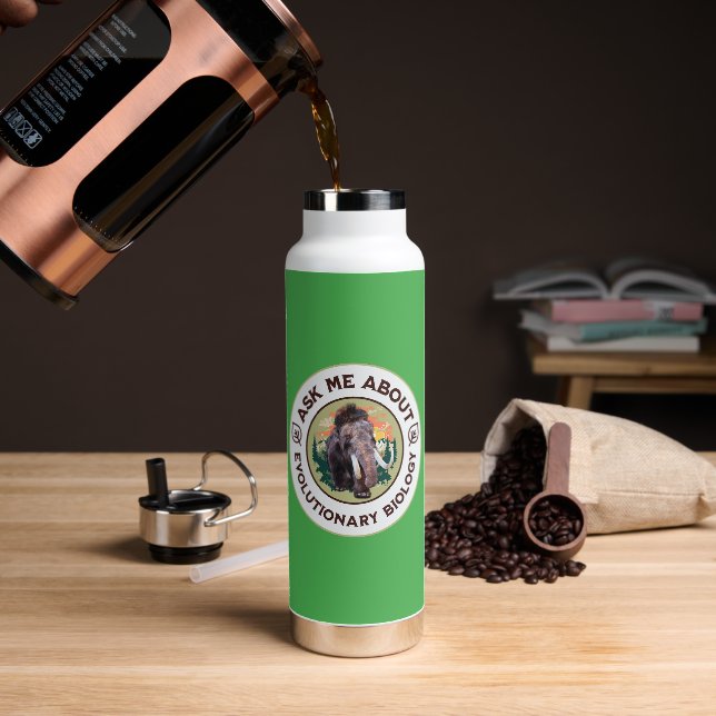 Frag mir über Evolutionsbiologie Wooly Mammoth Trinkflasche (Kaffee)