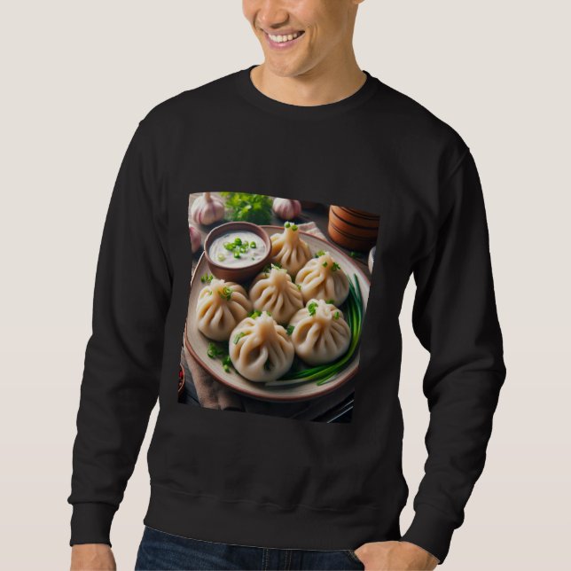 Frag mir über Khinkali Dumpling Food Sweatshirt (Vorderseite)