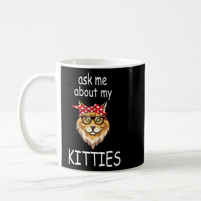 Frag mir über meine Kätzchen Funny Maine Coon Cat  Kaffeetasse (Links)