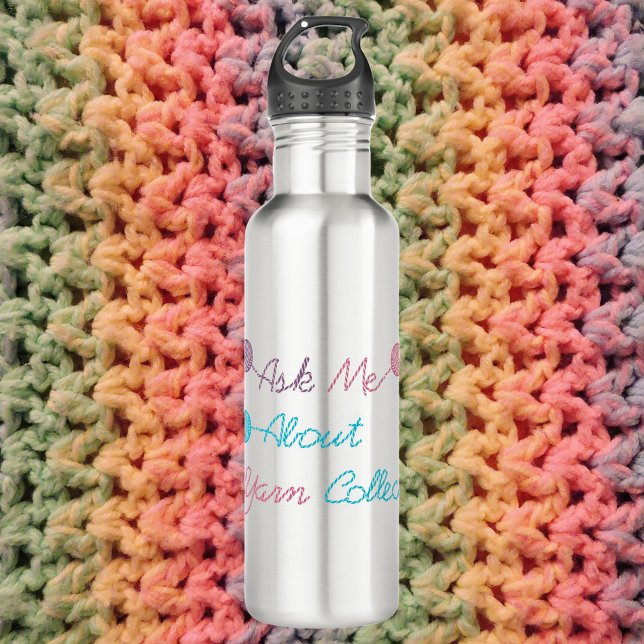 Frag mir über meine Sammlung lustig Edelstahlflasche (A fun water bottle that says ask me about my yarn collection)
