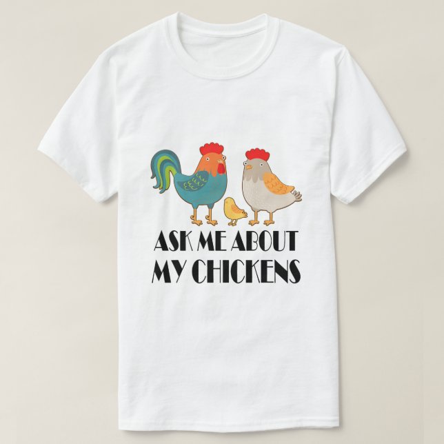 Frag mir über meinen Bauer "Funny Chicken" bei Hüh T-Shirt (Design vorne)