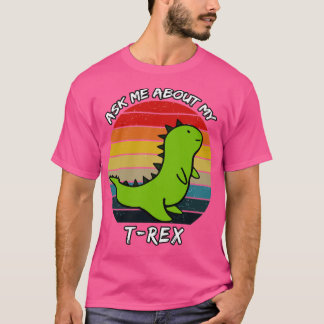 Frag mir über meinen Trex Retro-Sonnenuntergang T-Shirt