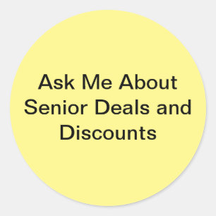 Frag mir über Senior-Deals und Rabatte Runder Aufkleber