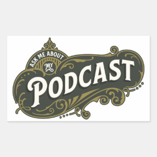 Frag mir von meinem Podcast. Rechteckiger Aufkleber