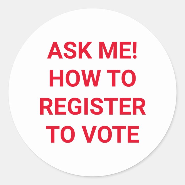 Frag mir, wie man sich registrieren, um rot und we runder aufkleber (Vorderseite)