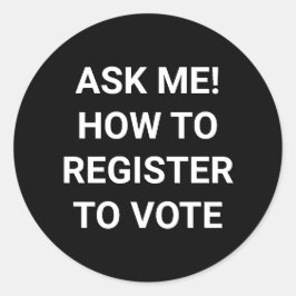 Frag mir, wie man sich registrieren, um weiß und s runder aufkleber