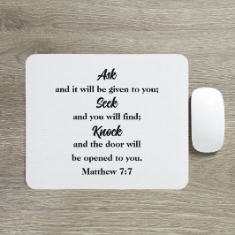 Frag Seek Knock Matthew 7:7 Bibelverse Mousepad