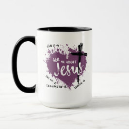 FRAG ÜBER JESUS Christlich Gospel Scripture Lila Tasse