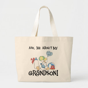 Frag über meine Grandson Tshirts und Geschenke Jumbo Stoffbeutel
