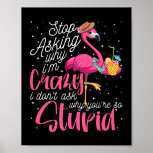 Frag, warum ich Crazy Flamingo Stupid Pink Funn? Poster