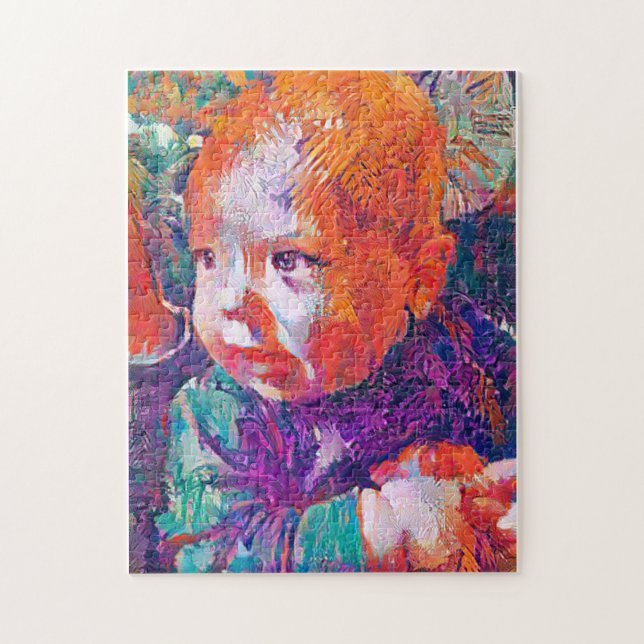 Frage in den Augen eines Babys whimsical Puzzle (Vertikal)