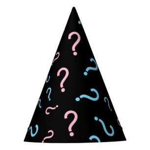 Frage Mark Gender Reveal Black Party Hat Partyhütchen