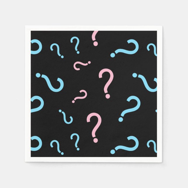 Frage Mark Gender Reveal Black Serviette (Vorderseite)