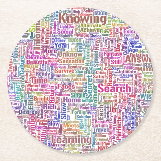 Frageanhang Nuage Motss TextMotif-Meldung Runder Pappuntersetzer (Vorderseite)