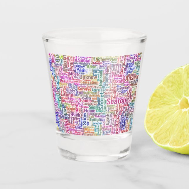 Frageanhang Nuage Motss TextMotif-Meldung Schnapsglas (Vorderseite)