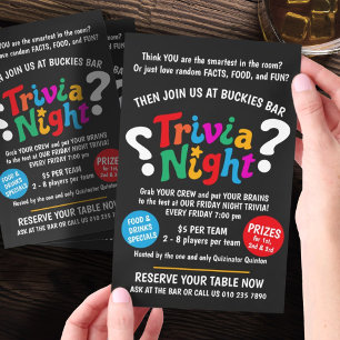Fragen der Nacht Spiel Nacht farbenfrohe Quiz Werb Flyer