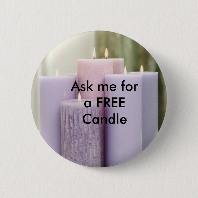 Fragen Sie mich für eine FREIE Kerze Button (Vorderseite)