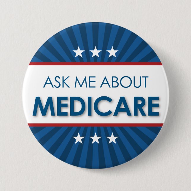 Fragen Sie mich über Americana Medicare - Button (Vorderseite)