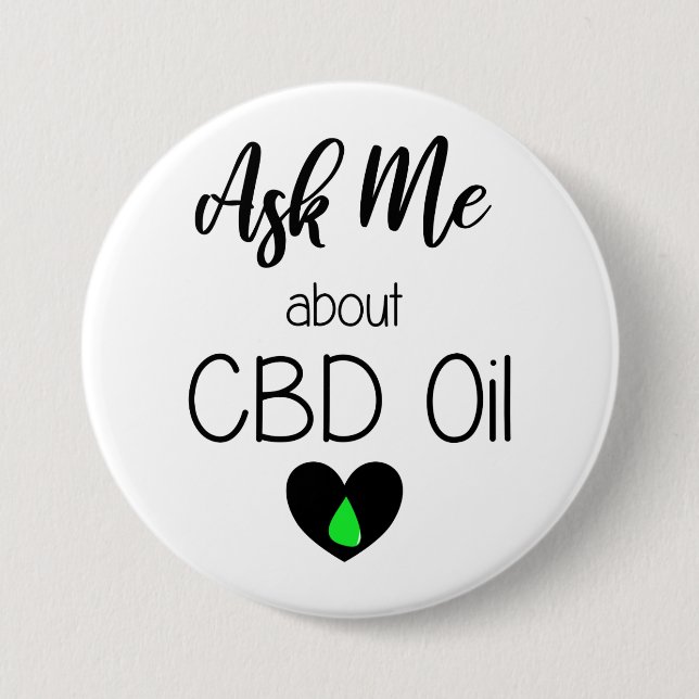 Fragen Sie mich über CBD Öl - CBD Button (Vorderseite)